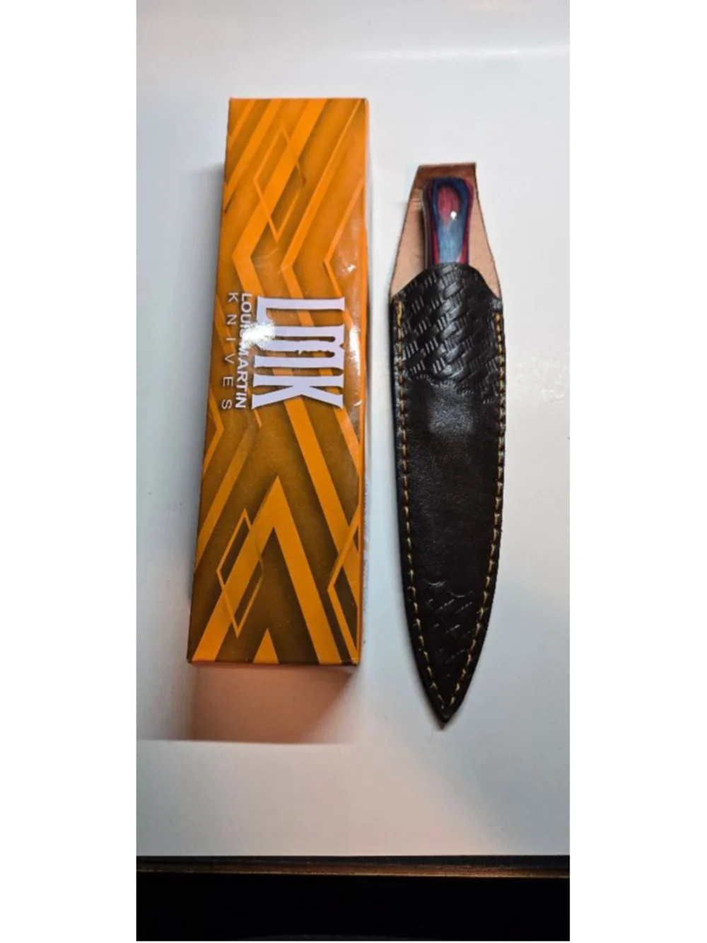 Custom Handmad Louis Martin Damascus Layered Knife Dagger w/ Sheath Double edge